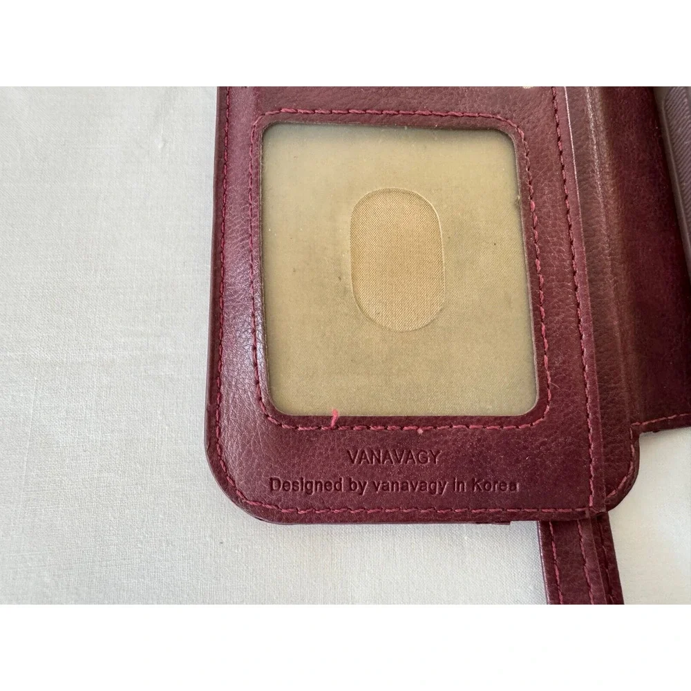 VANAVAGY iphone 12 Pro 6.1 inch Burgundy Phone Wallet Case